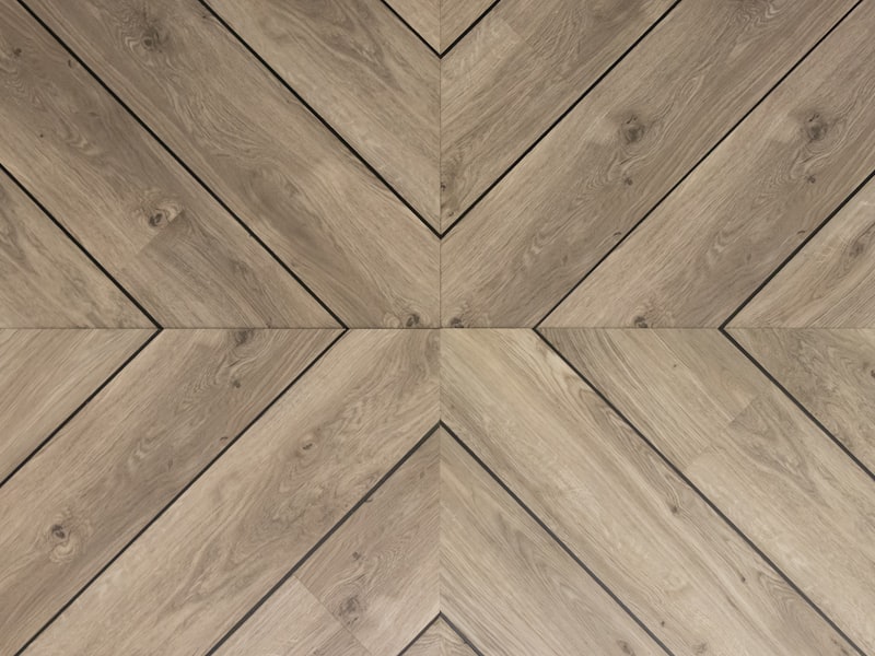 Herringbone wood floor laid
